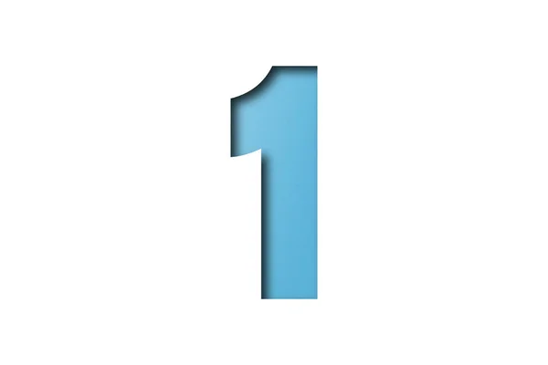 Número Tipografia Papel Cor Azul Claro Isolado Fundo Branco — Fotografia de Stock