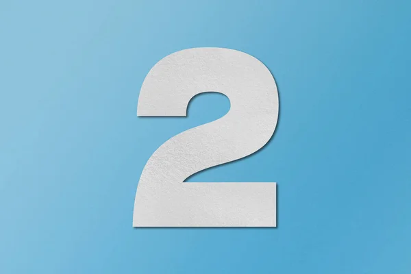 Weißes Papier Buchstabentyp Nummer Isoliert Auf Hellblauem Hintergrund — Stockfoto