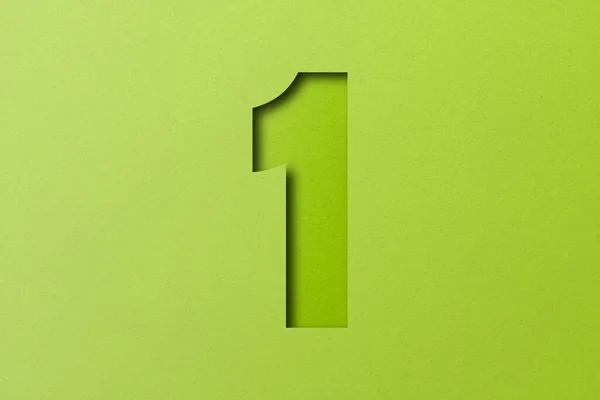 緑の紙のアルファベット紙の番号1 — ストック写真