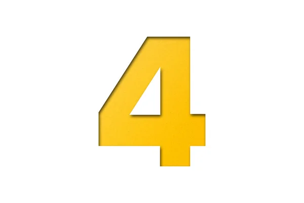 Αριθμός Κίτρινο Χαρτί Γραμματοσειράς Στυλ Απομονώνονται Λευκό Φόντο — Φωτογραφία Αρχείου