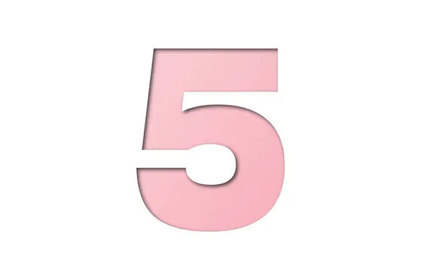 Nummer Roze Papieren Lettertype Stijl Geïsoleerd Witte Achtergrond — Stockfoto