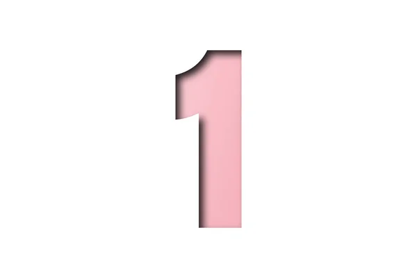 Номер Розовый Шрифт Бумаги Стиль Изолирован Белом Фоне — стоковое фото