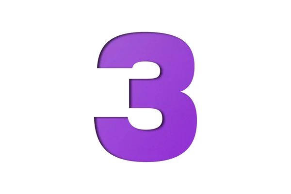 3番白を基調とした紫色の紙フォントスタイル — ストック写真