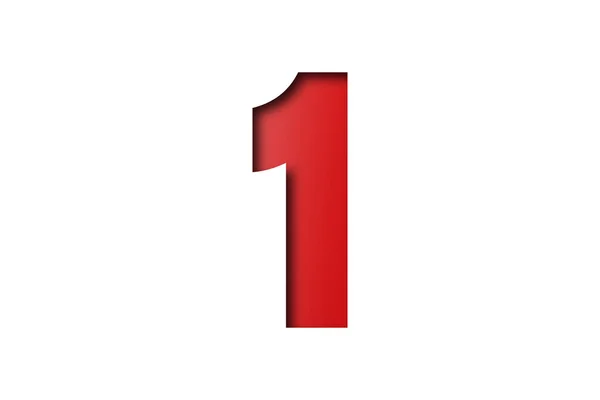 Red Number Paper Font Style Isolado Fundo Branco — Fotografia de Stock