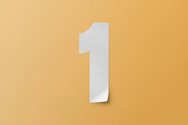 Carta Bianca Tipo Carta Alfabeto Numero Isolato Sfondo Arancione — Foto Stock