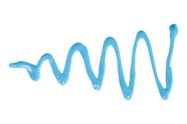 Açık mavi suluboya damlaları beyaz arkaplanda izole edilmiş zigzag.