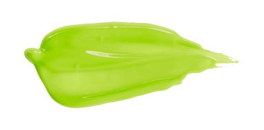 Beyaz arka planda yeşil boya fırçası var. Derin göl rengi.