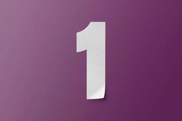 Papel Blanco Tipo Papel Carta Número Aislado Sobre Fondo Púrpura — Foto de Stock