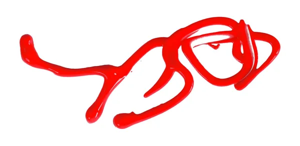 Piros Akvarell Csepp Cikcakkos Elszigetelt Fehér Háttér — Stock Fotó