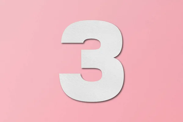 Wit Papier Type Papier Alfabet Nummer Geïsoleerd Roze Achtergrond — Stockfoto