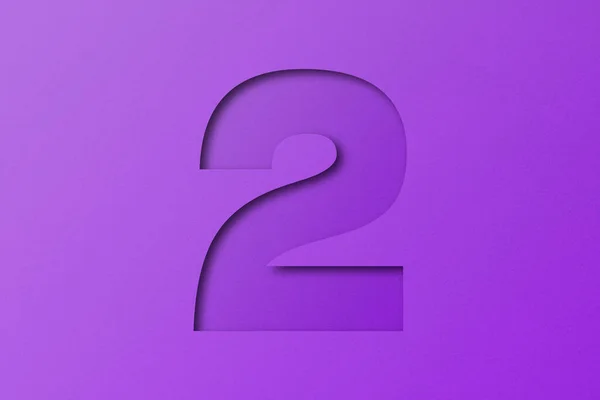 紫色の紙のスタイルのアルファベット紙の番号2 — ストック写真
