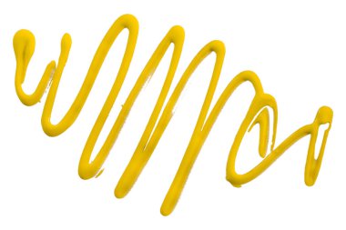 Sarı suluboya damla zigzag beyaz arkaplanda izole.