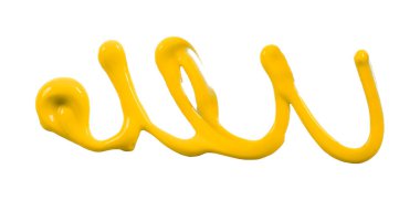 Sarı suluboya damla zigzag beyaz arkaplanda izole.