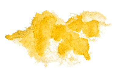 Sarı suluboya arka plan. Sanatsal el boyası. beyaz arkaplanda izole