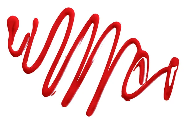 Acquerello Rosso Goccia Zigzag Isolato Sfondo Bianco — Foto Stock