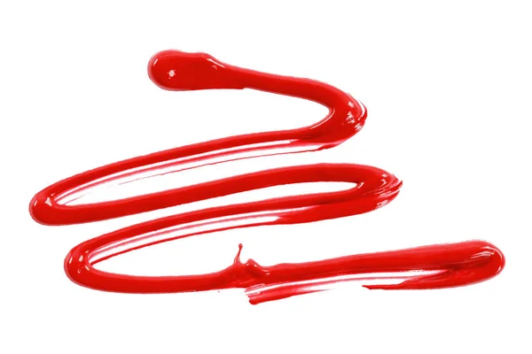 Beyaz Arkaplanda Kırmızı Suluboya Damla Zigzag Izole — Stok fotoğraf