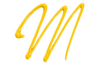 Sarı suluboya damla zigzag beyaz arkaplanda izole.