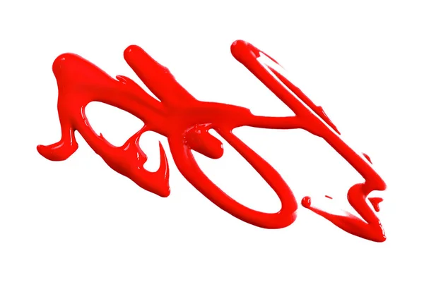 Κόκκινο Χρώμα Νερού Πτώση Ζιγκ Ζαγκ Απομονωμένο Λευκό Φόντο — Φωτογραφία Αρχείου