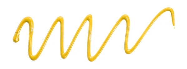 Gelbe Wasserfarbe Tropfen Zickzack Isoliert Auf Weißem Hintergrund — Stockfoto