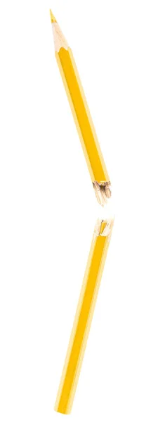 Lápis Amarelo Isolado Fundo Branco Lápis Cera Quebrado — Fotografia de Stock