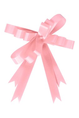 Pembe hediye kurdelesi beyaz arkaplanda izole edilmiş.