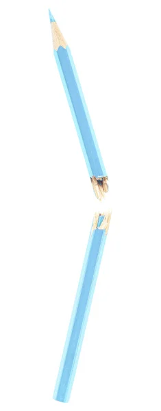 Hellblauer Bleistift Isoliert Auf Weißem Hintergrund Zerbrochene Buntstifte — Stockfoto