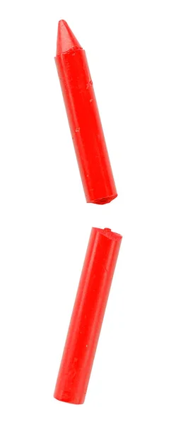 Красные Карандаши Изолированы Белом Фоне Сломанные Цветные Палочки — стоковое фото