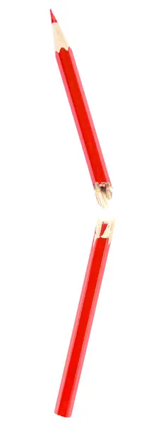 白い背景に隔離された赤い鉛筆 壊れたクレヨン — ストック写真