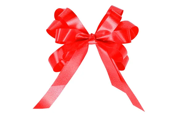 Red Gift Bow Ribbon Isolated White Background — Stock Photo, Image
