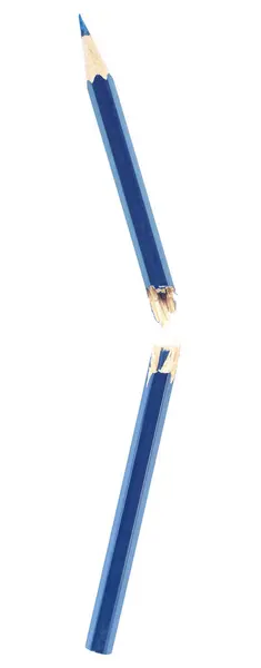 白い背景に隔離された青い鉛筆 壊れたクレヨン — ストック写真