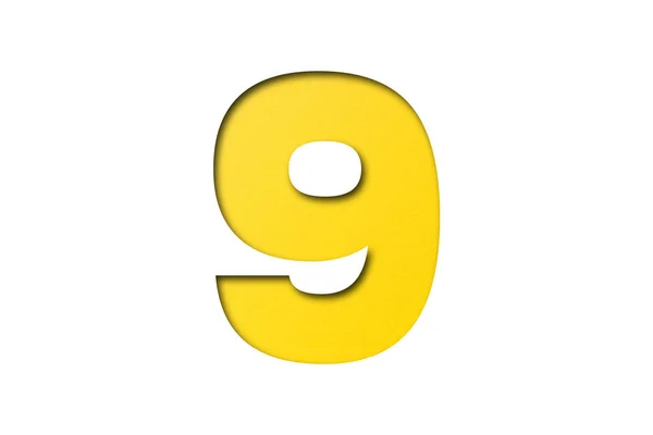 Κίτρινη Γραμματοσειρά Κομφετί Νούμερο Απομονωμένη Λευκό Φόντο — Φωτογραφία Αρχείου