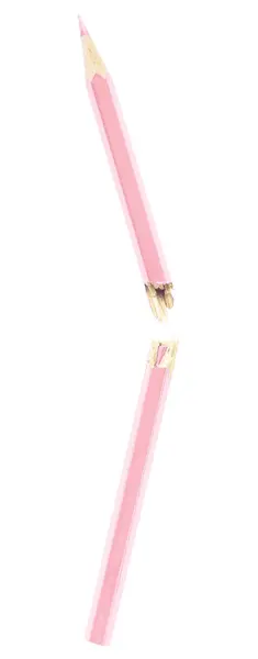 白い背景に隔離されたピンクの鉛筆 壊れたクレヨン — ストック写真