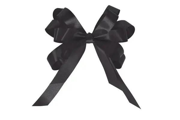 白を基調としたブラックグレーのプレゼントリボン — ストック写真