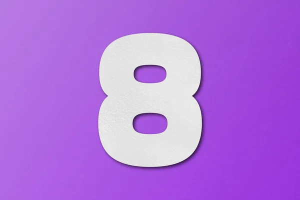紫色の背景で隔離されたホワイトペーパーフォント番号8 — ストック写真