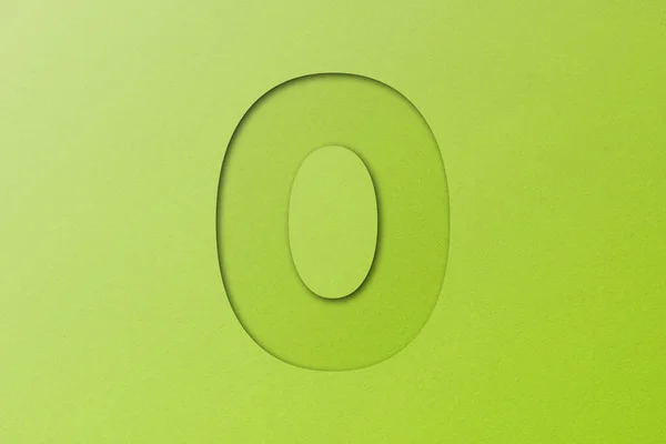 緑色の紙のフォント番号 緑色の背景で隔離される — ストック写真