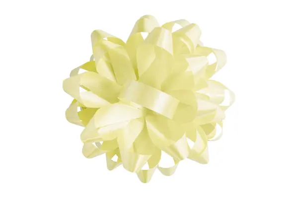 Light Yellow Gift Bow Ribbon Isolated White Background — Stock Photo, Image