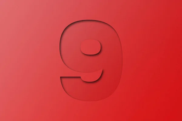 Röd Konfetti Teckensnitt Nummer Isolerad Röd Bakgrund — Stockfoto