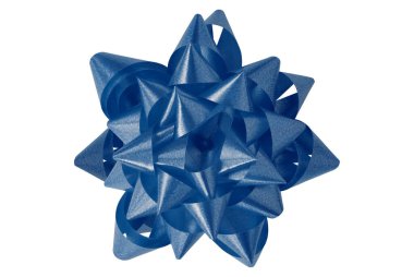 mavi hediye yay kurdelesi beyaz arkaplanda izole