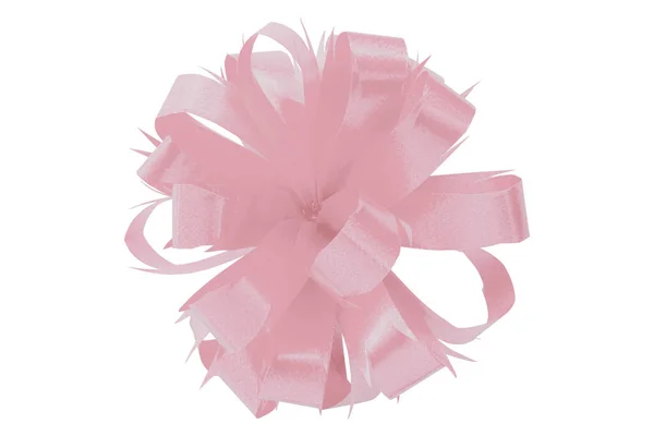 Pink Gift Bow Ribbon Isolated White Background — Stock Photo, Image