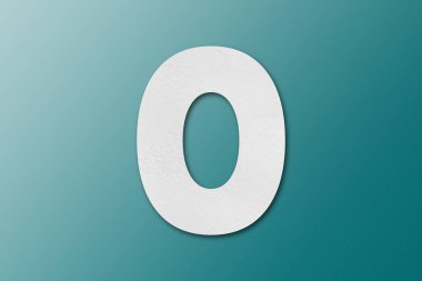 Yeşil arkaplanda 0 numaralı beyaz yazı tipi izole edildi.