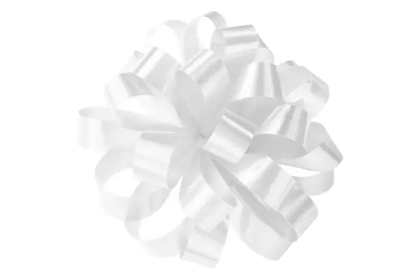 White Gift Bow Ribbon Isolated White Background — Stock Photo, Image