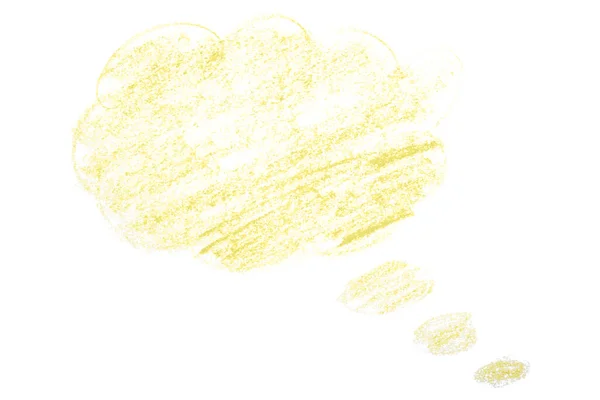 Luz Amarelo Pincel Pintura Discurso Bolhas Isolado Fundo Branco — Fotografia de Stock