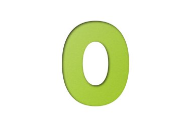 Beyaz arkaplanda 0 numaralı yeşil konfeti yazı tipi izole edildi.