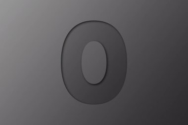 Siyah kağıttan 0 numaralı yazı tipi siyah arkaplanda izole edildi.