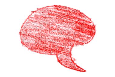 Beyaz arkaplanda kırmızı fırça boyama konuşma baloncukları izole.