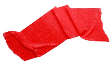 kırmızı buruşmuş yırtık bant beyaz arkaplanda izole.