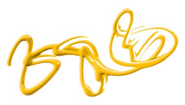 Sarı suluboya damla zigzag beyaz arkaplanda izole.