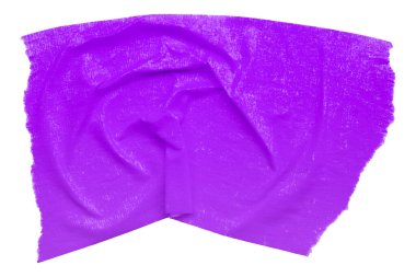 Mor buruşuk yırtık bant beyaz arkaplanda izole edilmiş.