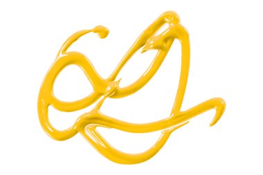 Beyaz arkaplanda izole edilmiş sarı suluboya çizgiler.