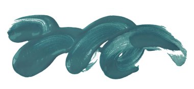 Beyaz arka planda yeşil boya fırçası var. Derin göl rengi.